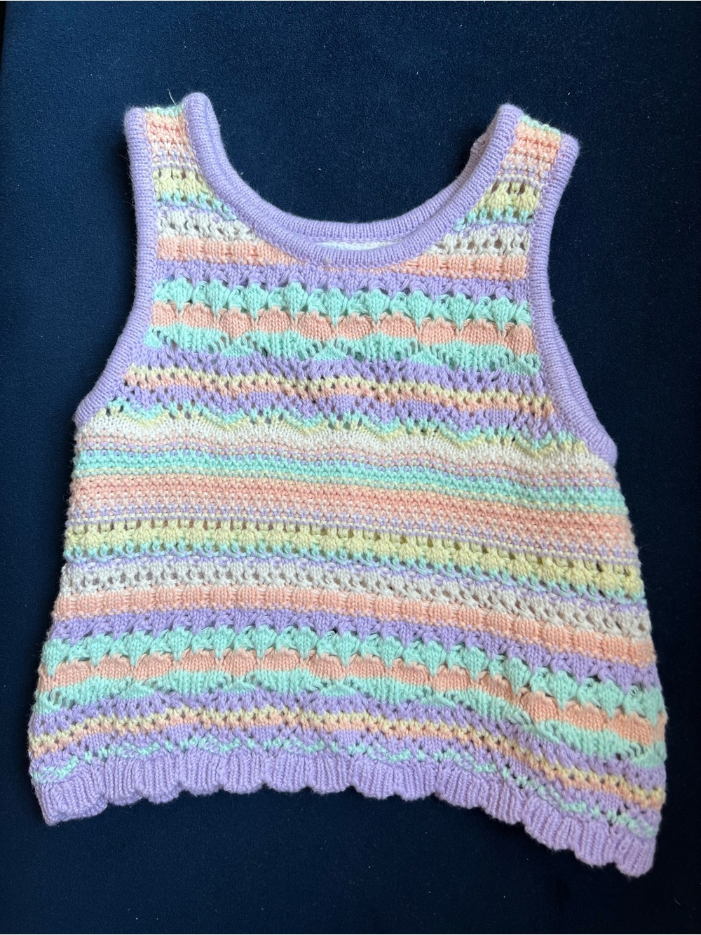 Zara Crocheted Pastel Stripe Tank - Lavender, Mint, Peach, Cream